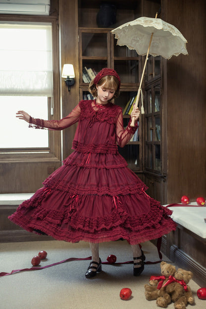 Sweet Lolita Dress - Stand Collar Multi-layered, 14 Colors, Stand Collar, Ruffled - additional product view 50