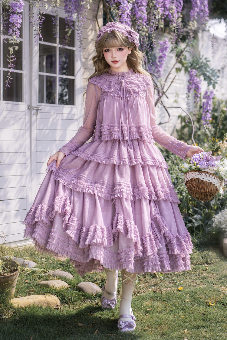 Sweet Lolita Dress - Stand Collar Multi-layered, 14 Colors, Stand Collar, Ruffled - main product image