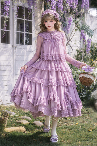 Sweet Lolita Dress - Stand Collar Multi-layered, 14 Colors, Stand Collar, Ruffled - main product image