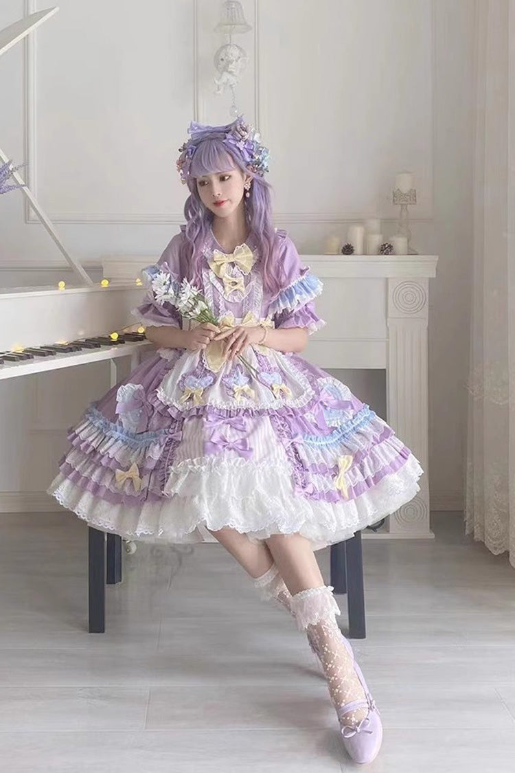 Sweet Lolita Dress - Star Sugar, Purple, Bow Detail, Ruffled - additional product view 2