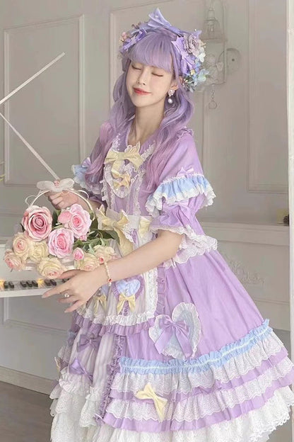 Sweet Lolita Dress - Star Sugar, Purple, Bow Detail, Ruffled - additional product view 5