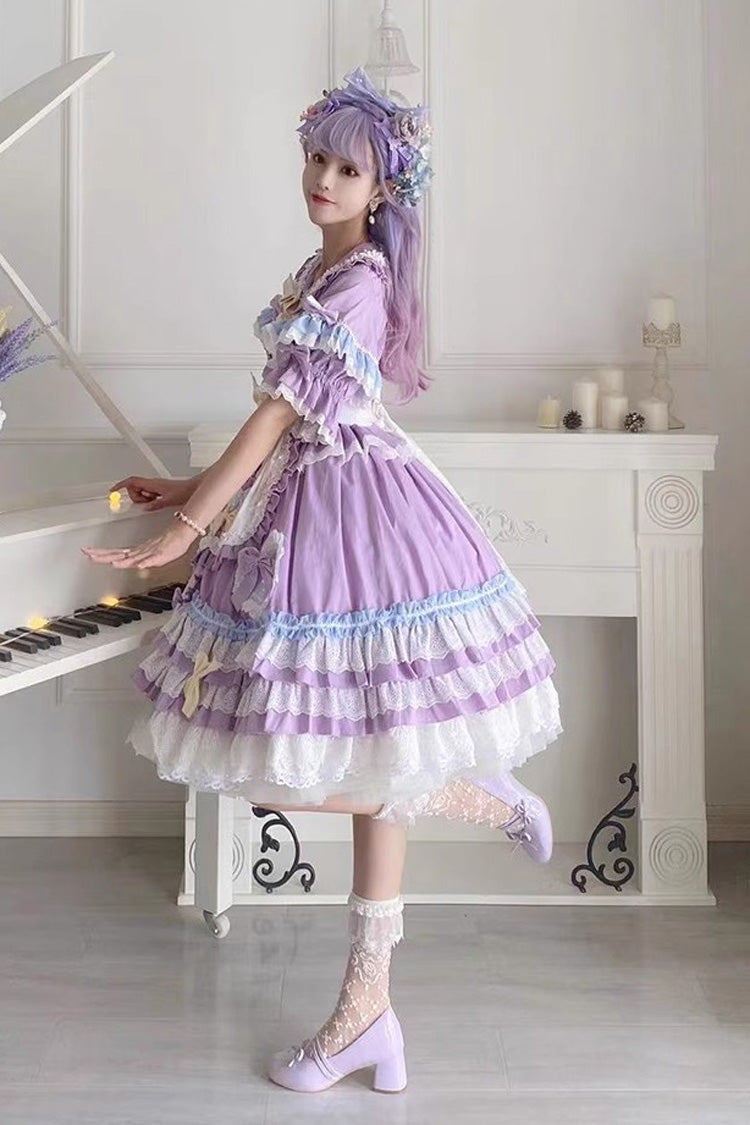 Sweet Lolita Dress - Star Sugar, Purple, Bow Detail, Ruffled - additional product view 6