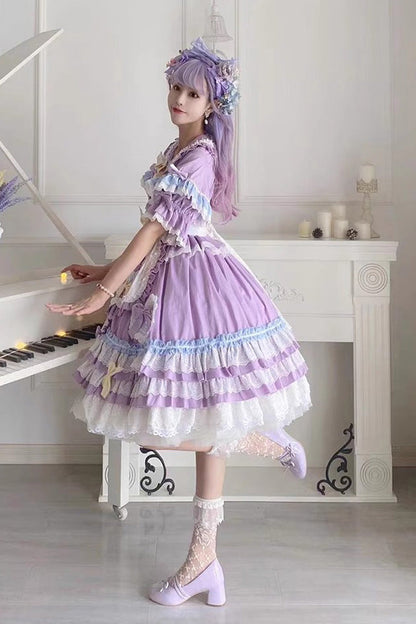 Sweet Lolita Dress - Star Sugar, Purple, Bow Detail, Ruffled - additional product view 6