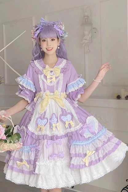 Sweet Lolita Dress - Star Sugar, Purple, Bow Detail, Ruffled - additional product view 7