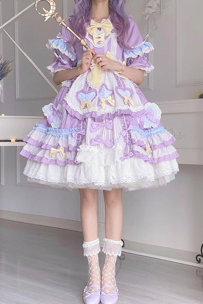 Sweet Lolita Dress - Star Sugar, Purple, Bow Detail, Ruffled - additional product view 9
