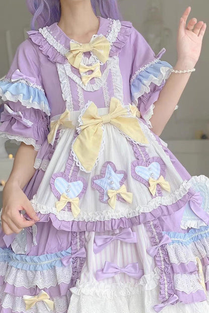 Sweet Lolita Dress - Star Sugar, Purple, Bow Detail, Ruffled - additional product view 10