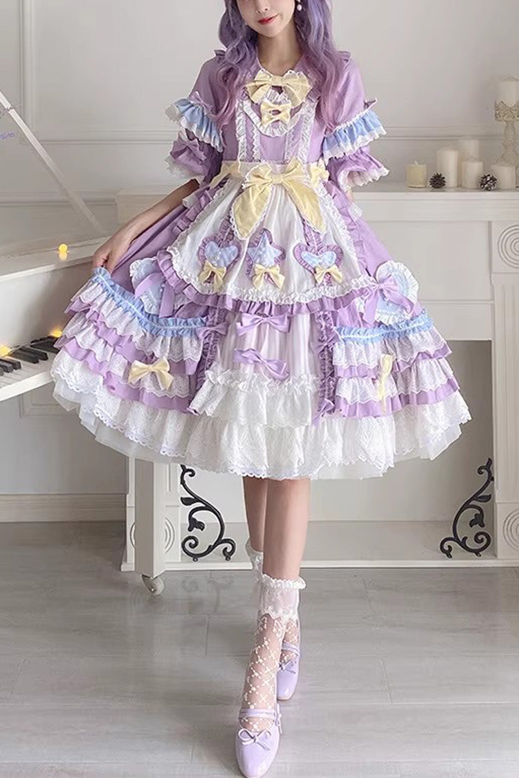 Sweet Lolita Dress - Star Sugar, Purple, Bow Detail, Ruffled - main product image