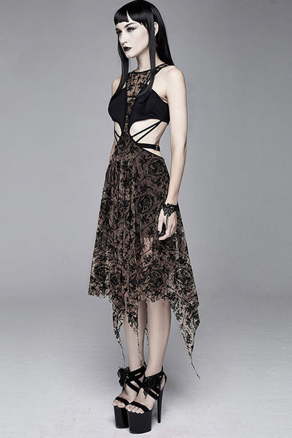 Sweet Lolita Dress - Steampunk Semilucent Hollow Out, Black, Women's Style, Cross Detail - additional product view 2