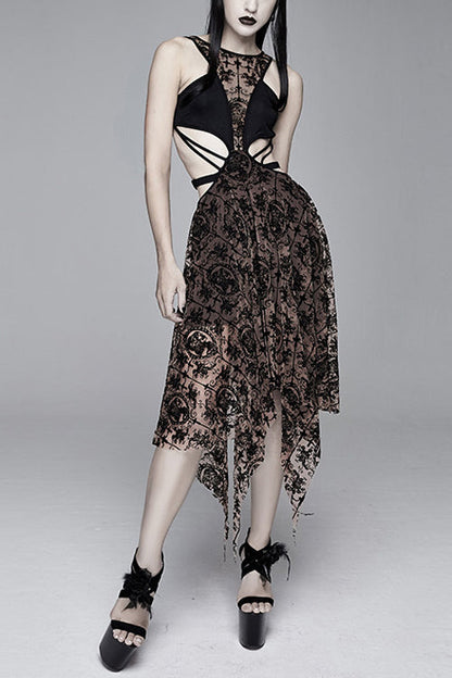 Sweet Lolita Dress - Steampunk Semilucent Hollow Out, Black, Women's Style, Cross Detail - main product image