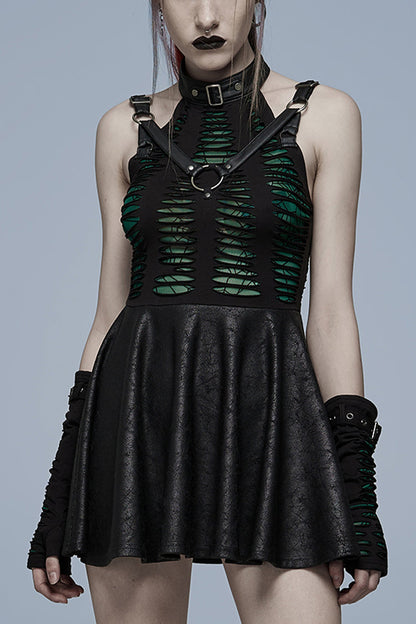 Sweet Lolita Dress - Stitching Spider Web Ripped, 3 Colors, Women's Style, Gothic Style - S Black/Red / L Black/Red / 2XL Black/Red option