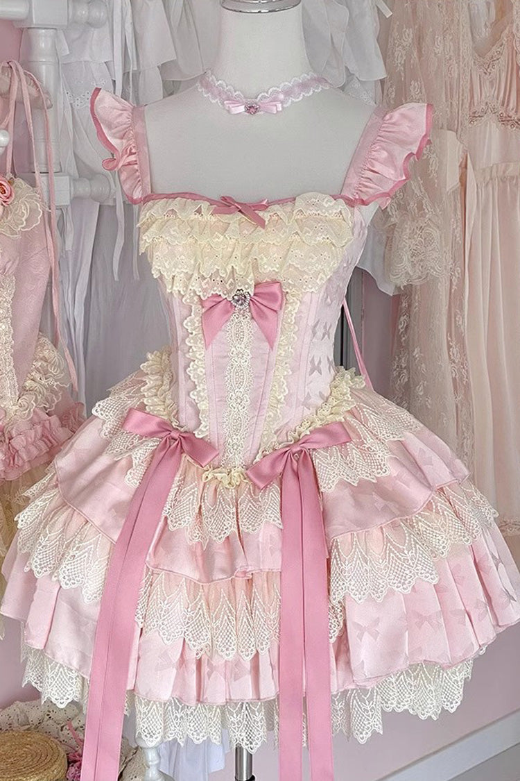 Sweet Lolita Dress - Strawberry Candy, Pink, Bow Detail, Lace Trim, Ruffled - additional product view 5