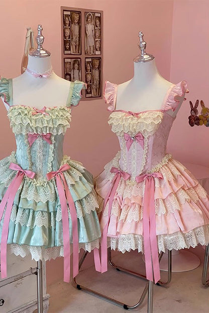 Sweet Lolita Dress - Strawberry Candy, Pink, Bow Detail, Lace Trim, Ruffled - additional product view 9