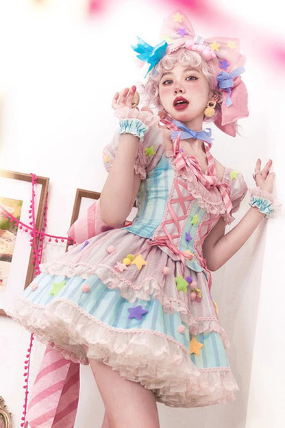 Sweet Lolita Dress - Sugar Magic, Pink, Bow Detail, Lace Trim, Ruffled - additional product view 2