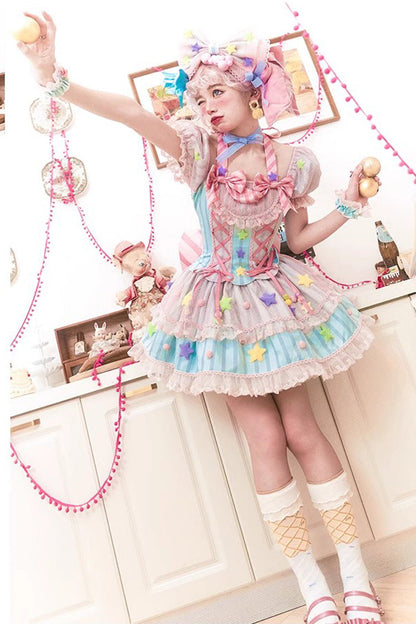Sweet Lolita Dress - Sugar Magic, Pink, Bow Detail, Lace Trim, Ruffled - additional product view 5