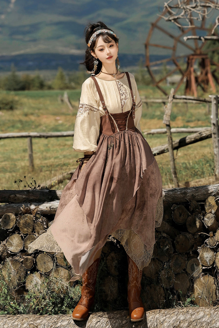 Sweet Lolita Dress - Sunset Yellow Sand, 2 Colors, Printed, Classic Style - additional product view 3