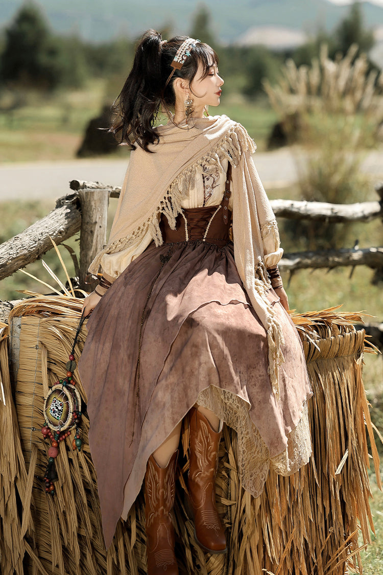 Sweet Lolita Dress - Sunset Yellow Sand, 2 Colors, Printed, Classic Style - additional product view 7