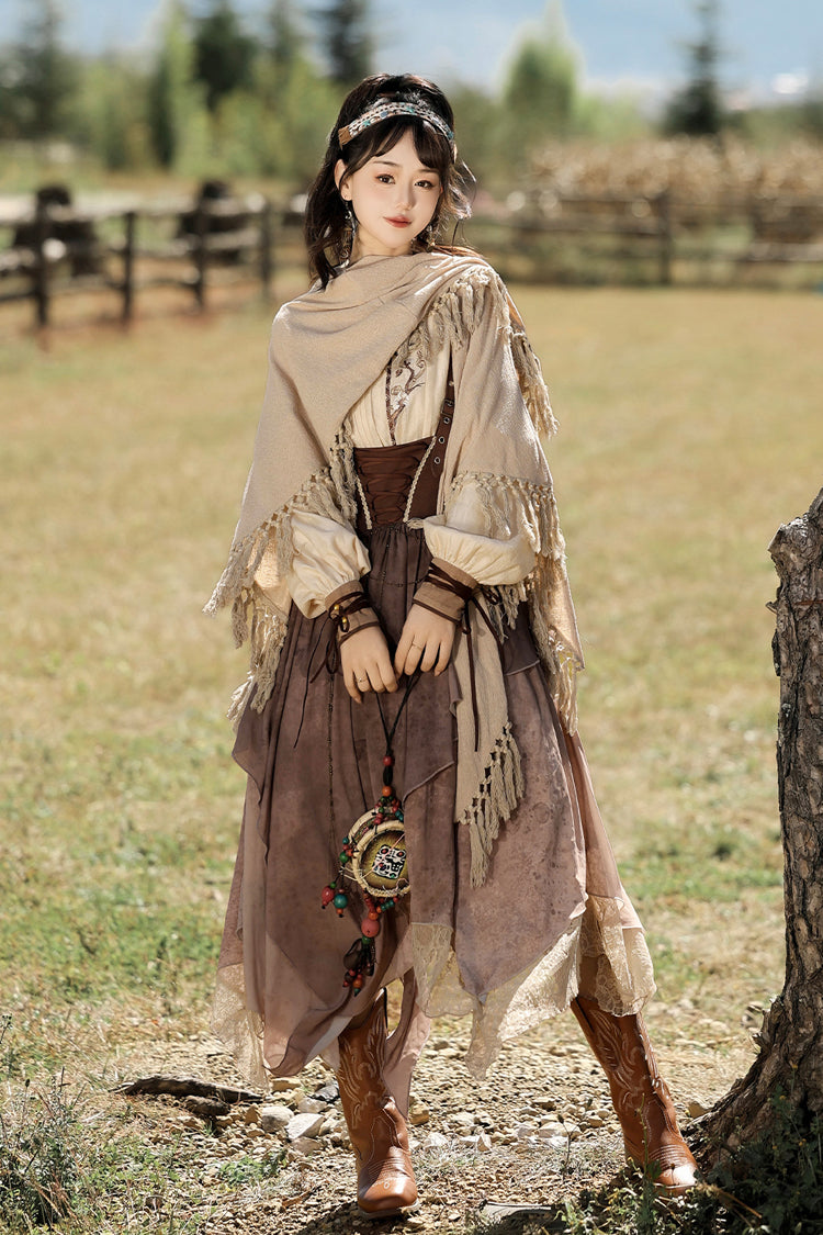 Sweet Lolita Dress - Sunset Yellow Sand, 2 Colors, Printed, Classic Style - main product image