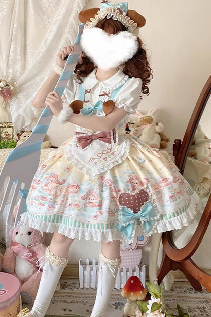 Sweet Lolita Dress - Sweet Pet Paradise, Multi-Color, Printed, Bow Detail, Ruffled - additional product view 2