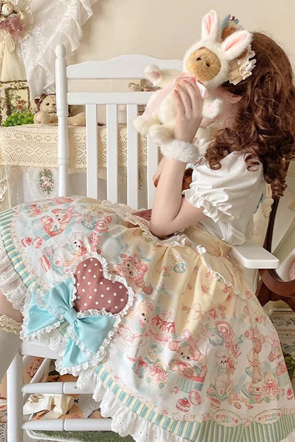 Sweet Lolita Dress - Sweet Pet Paradise, Multi-Color, Printed, Bow Detail, Ruffled - additional product view 4