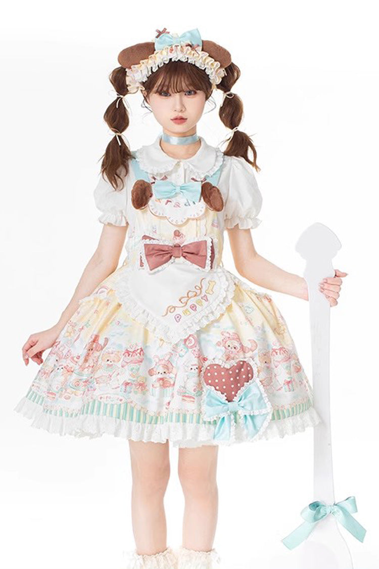 Sweet Lolita Dress - Sweet Pet Paradise, Multi-Color, Printed, Bow Detail, Ruffled - additional product view 6