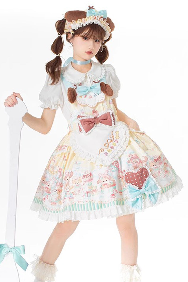 Sweet Lolita Dress - Sweet Pet Paradise, Multi-Color, Printed, Bow Detail, Ruffled - additional product view 9