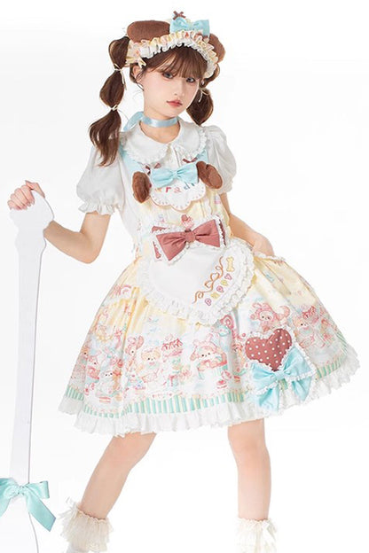 Sweet Lolita Dress - Sweet Pet Paradise, Multi-Color, Printed, Bow Detail, Ruffled - additional product view 9