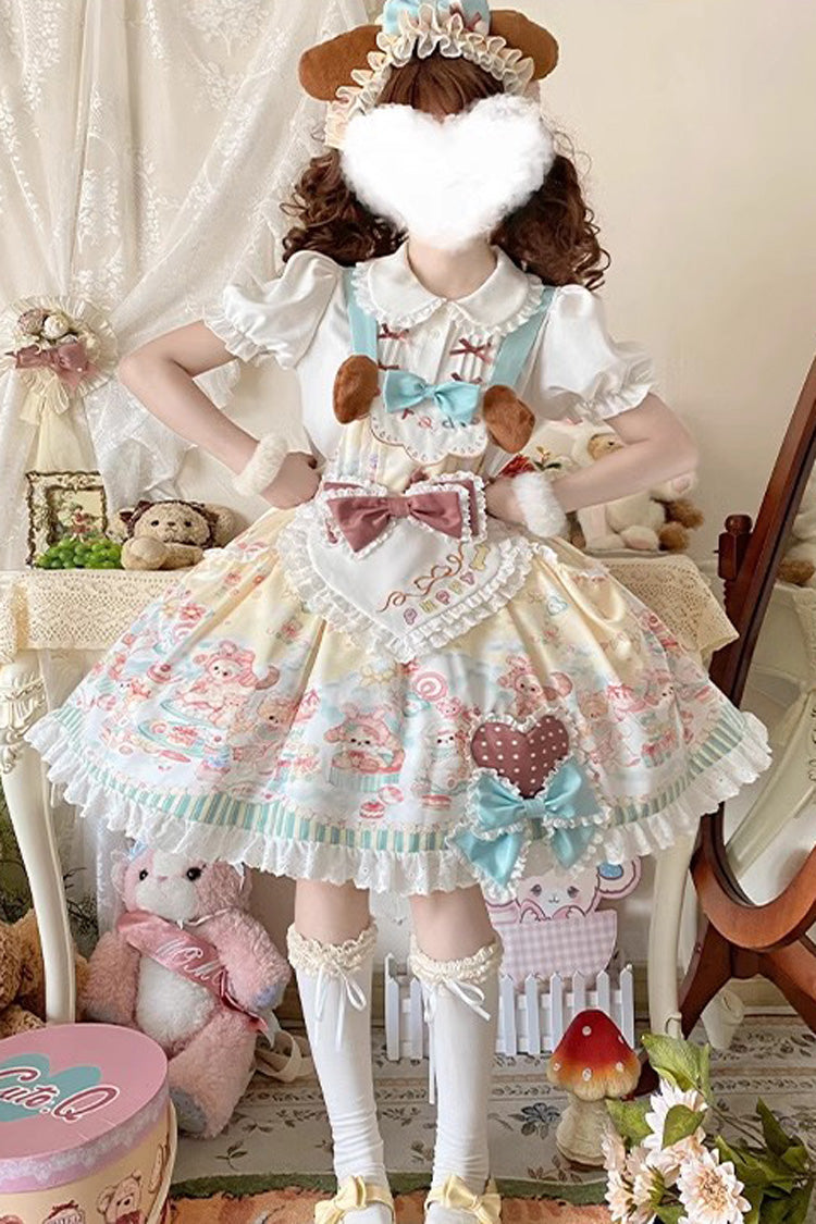 Sweet Lolita Dress - Sweet Pet Paradise, Multi-Color, Printed, Bow Detail, Ruffled - main product image