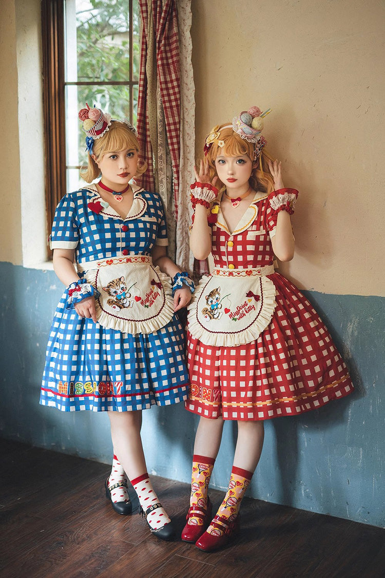 Sweet Lolita Dress - Sweetheart Cat, 3 Colors, Embroidered, Printed - additional product view 7