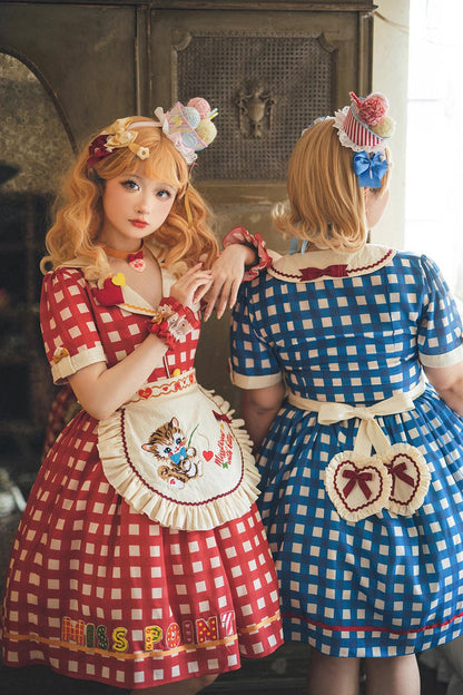 Sweet Lolita Dress - Sweetheart Cat, 3 Colors, Embroidered, Printed - additional product view 8