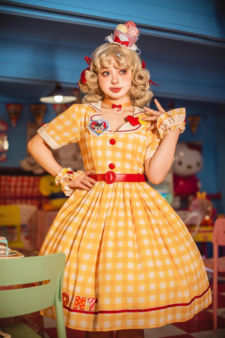 Sweet Lolita Dress - Sweetheart Cat, 3 Colors, Embroidered, Printed - additional product view 9