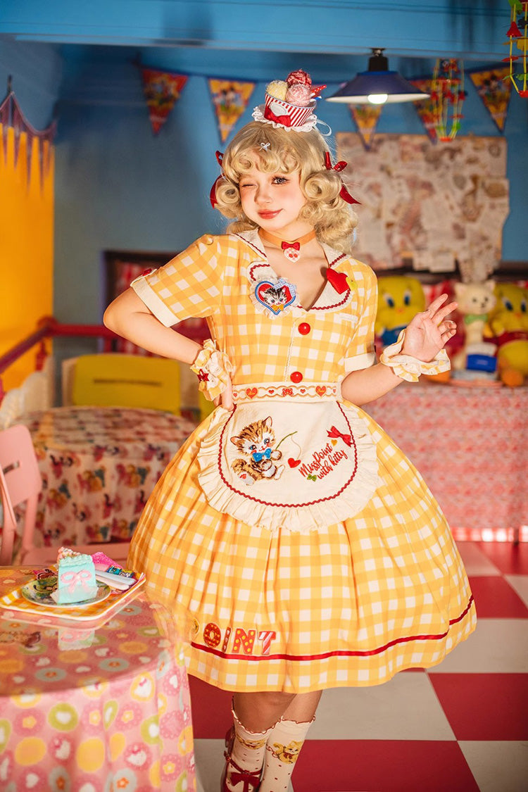 Sweet Lolita Dress - Sweetheart Cat, 3 Colors, Embroidered, Printed - additional product view 12