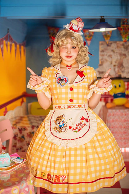 Sweet Lolita Dress - Sweetheart Cat, 3 Colors, Embroidered, Printed - additional product view 13