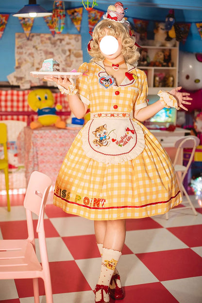 Sweet Lolita Dress - Sweetheart Cat, 3 Colors, Embroidered, Printed - main product image
