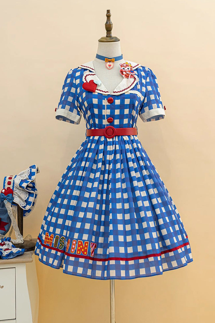 Sweet Lolita Dress - Sweetheart Cat, 3 Colors, Embroidered, Printed - XS Blue / S Blue / M Blue option