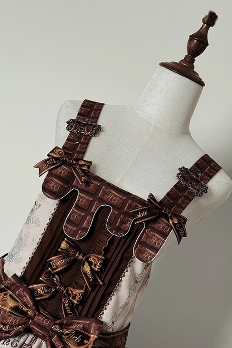 Sweet Lolita Dress - Teddy Bear Chocolate, Brown, Printed, Bow Detail, Ruffled - additional product view 12