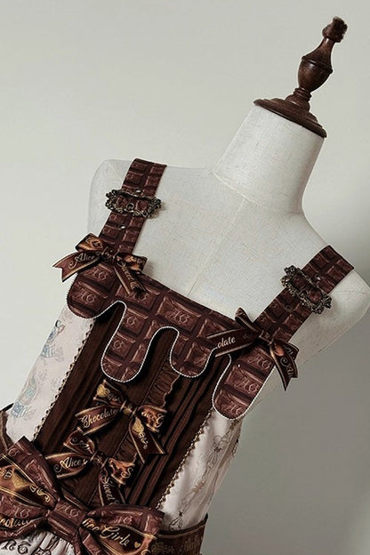 Sweet Lolita Dress - Teddy Bear Chocolate, Brown, Printed, Bow Detail, Ruffled - additional product view 12