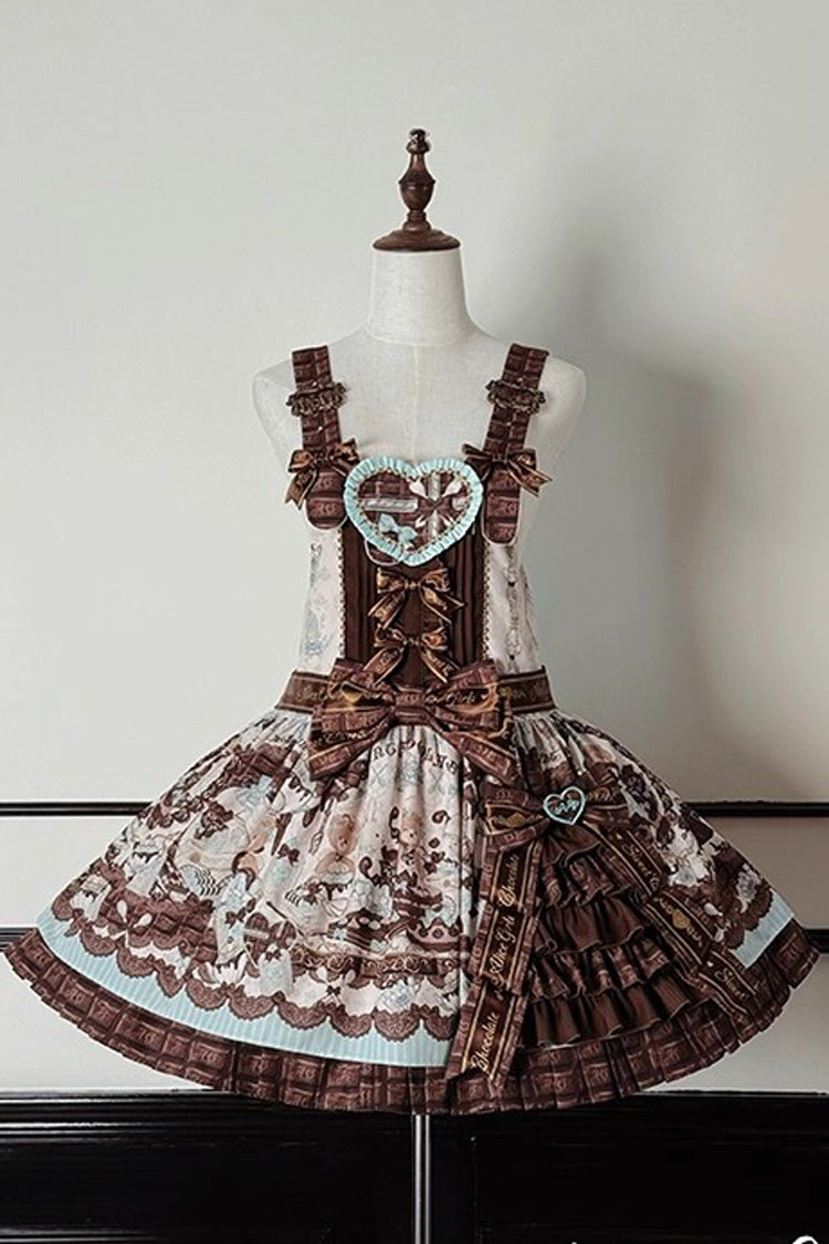 Sweet Lolita Dress - Teddy Bear Chocolate, Brown, Printed, Bow Detail, Ruffled - additional product view 13