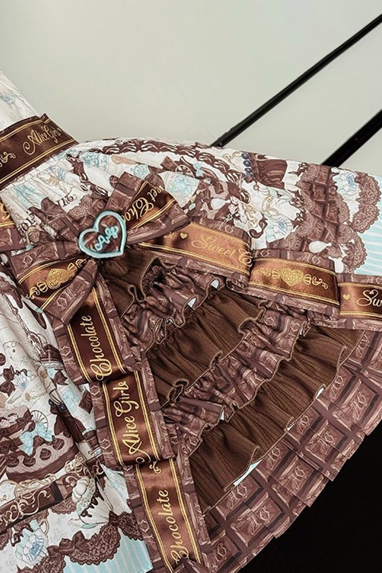Sweet Lolita Dress - Teddy Bear Chocolate, Brown, Printed, Bow Detail, Ruffled - additional product view 14