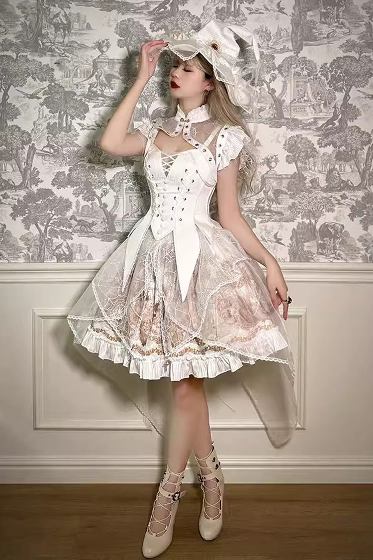 Sweet Lolita Dress - The Mystery Of The Doll Print, 2 Colors, Striped, Ruffled, Printed - additional product view 4
