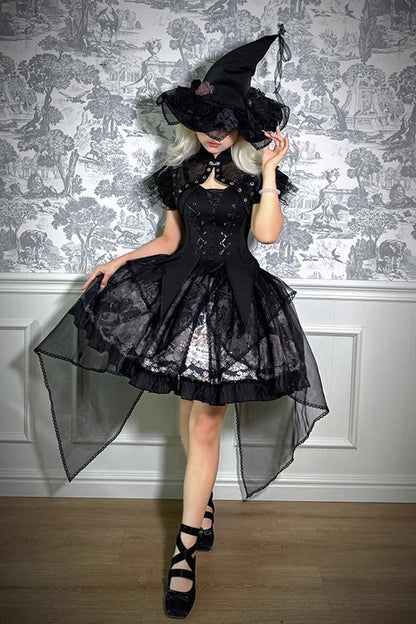 Sweet Lolita Dress - The Mystery Of The Doll Print, 2 Colors, Striped, Ruffled, Printed - additional product view 6