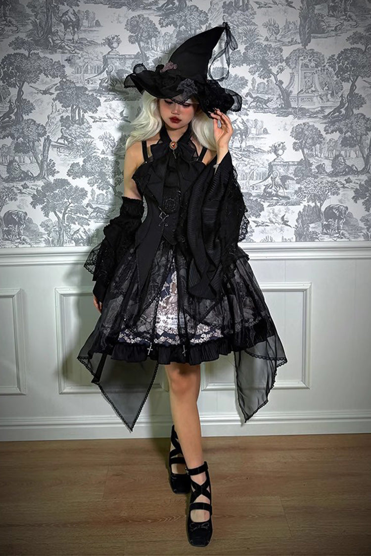 Sweet Lolita Dress - The Mystery Of The Doll Print, 2 Colors, Striped, Ruffled, Printed - additional product view 7