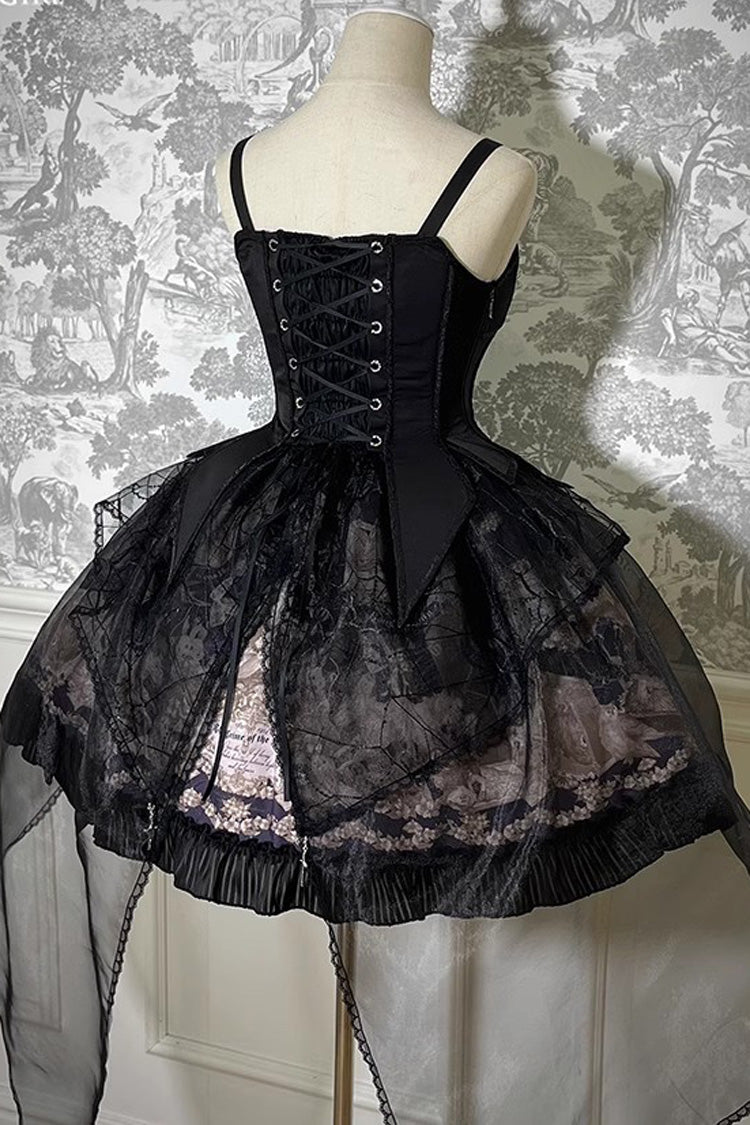 Sweet Lolita Dress - The Mystery Of The Doll Print, 2 Colors, Striped, Ruffled, Printed - additional product view 8