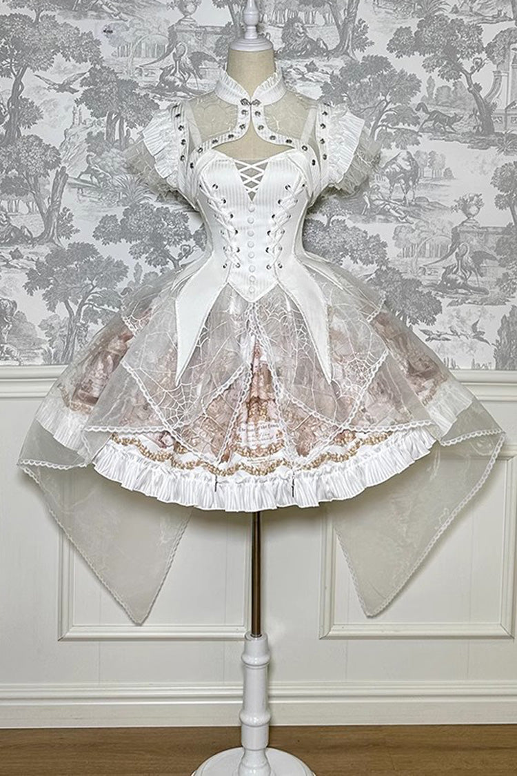 Sweet Lolita Dress - The Mystery Of The Doll Print, 2 Colors, Striped, Ruffled, Printed - additional product view 10