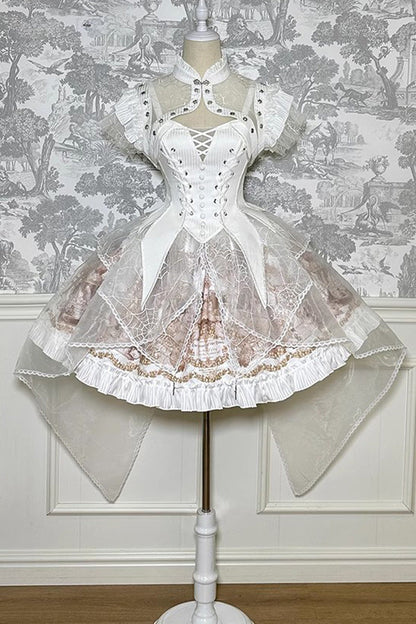 Sweet Lolita Dress - The Mystery Of The Doll Print, 2 Colors, Striped, Ruffled, Printed - additional product view 10
