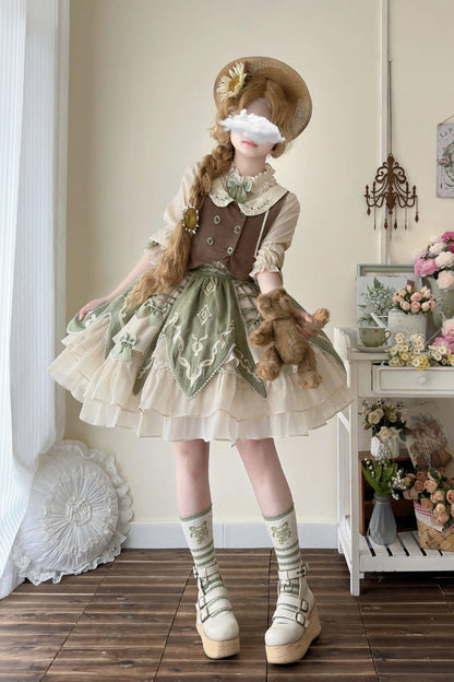 Sweet Lolita Dress - The Wizard Of Oz, Green, Printed, Layered, Bow Detail - additional product view 4