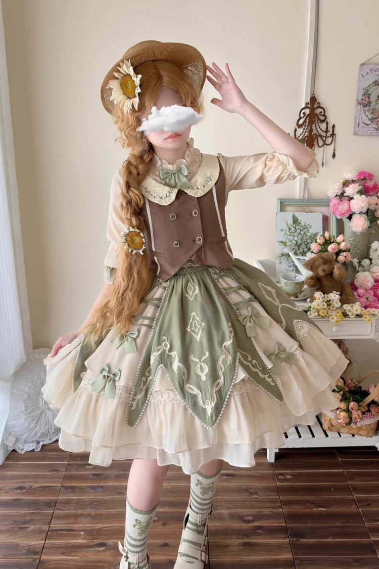Sweet Lolita Dress - The Wizard Of Oz, Green, Printed, Layered, Bow Detail - additional product view 6