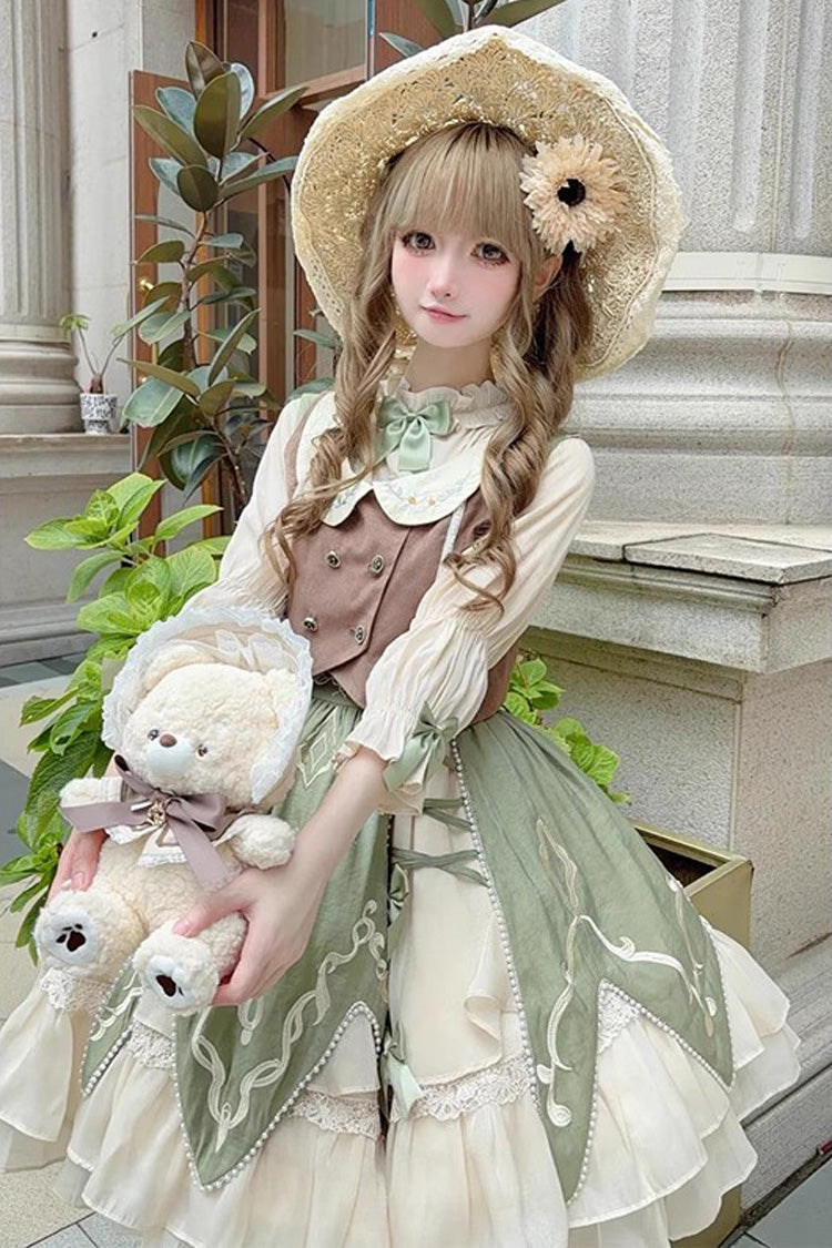 Sweet Lolita Dress - The Wizard Of Oz, Green, Printed, Layered, Bow Detail - main product image