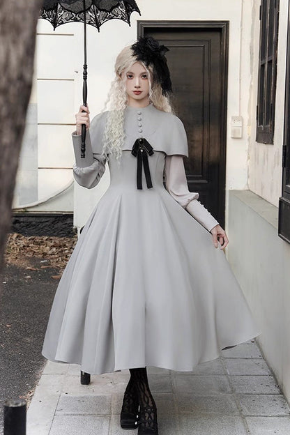 Sweet Lolita Dress - Thirteenth Evening, Gray, Gothic Style, Long Sleeves - additional product view 2