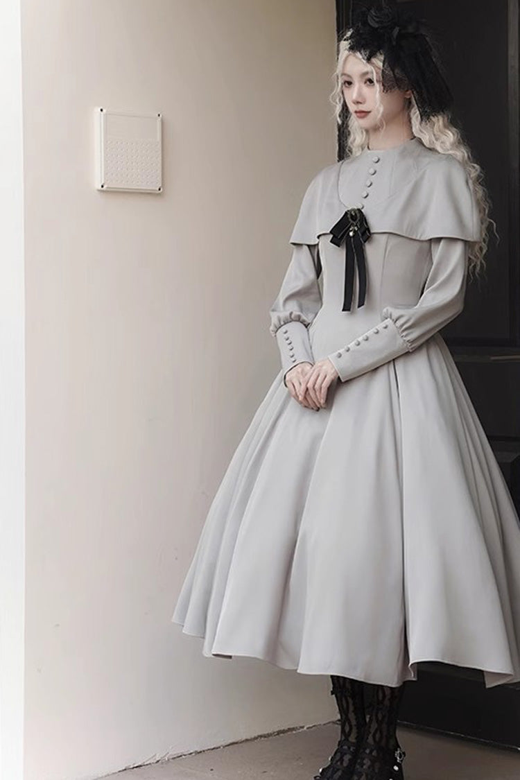 Sweet Lolita Dress - Thirteenth Evening, Gray, Gothic Style, Long Sleeves - additional product view 4