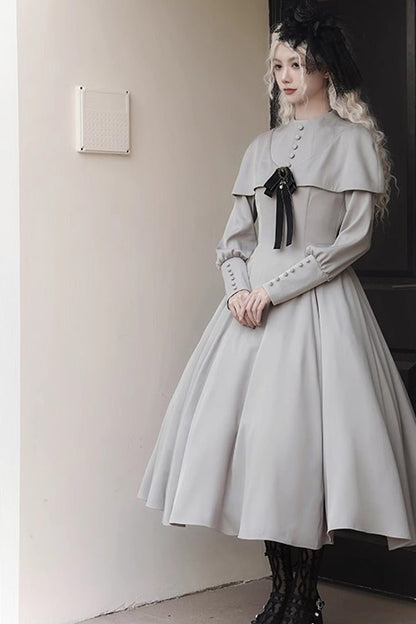 Sweet Lolita Dress - Thirteenth Evening, Gray, Gothic Style, Long Sleeves - additional product view 4